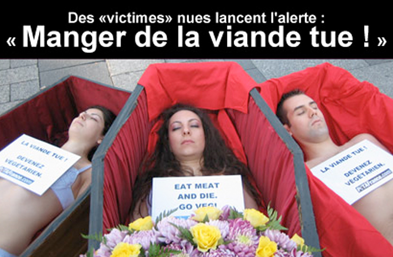 Des « victimes » nues lancent l&rsquo;alerte  : « Manger la viande tue  ! »