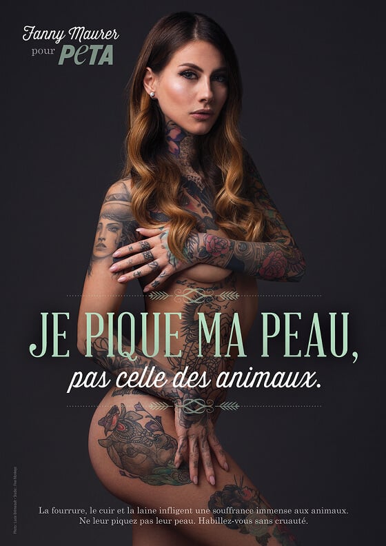 Fanny Maurer pose nue contre les peaux animales