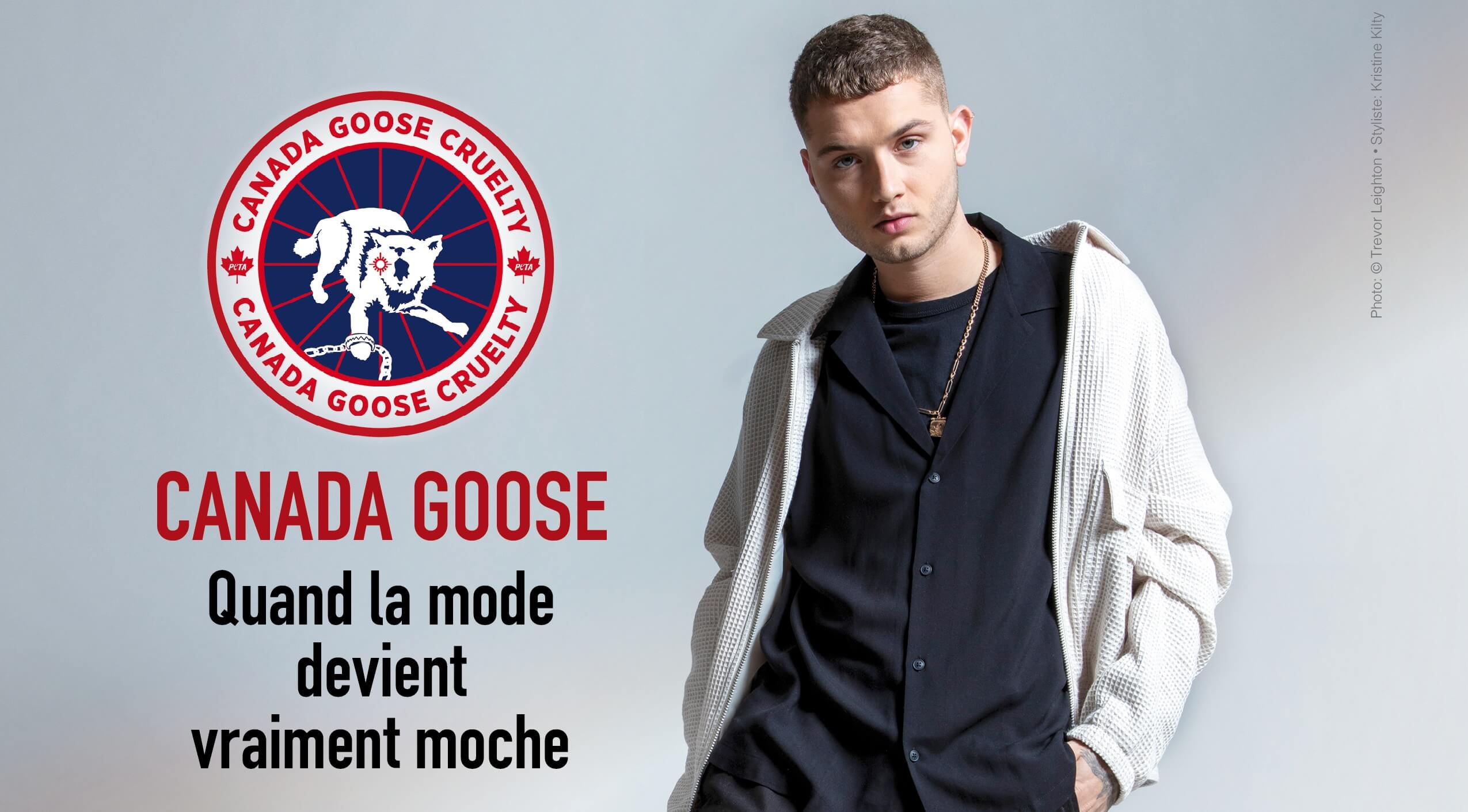 Rafferty Law parle en faveur des coyotes tués pour des vestes Canada Goose dans une nouvelle campagne PETA