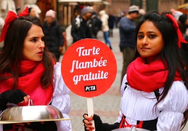 Strasbourg : distribution de tartes flambées véganes pour promouvoir la cause animale